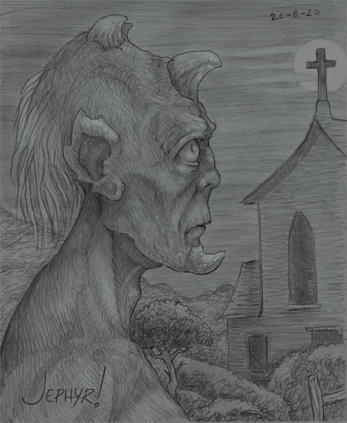 "Tul'Lait" - Pencil Sketch - Character Design - Copyright 2020, Jephyr (Jeff Curtis), All Rights Reserved
